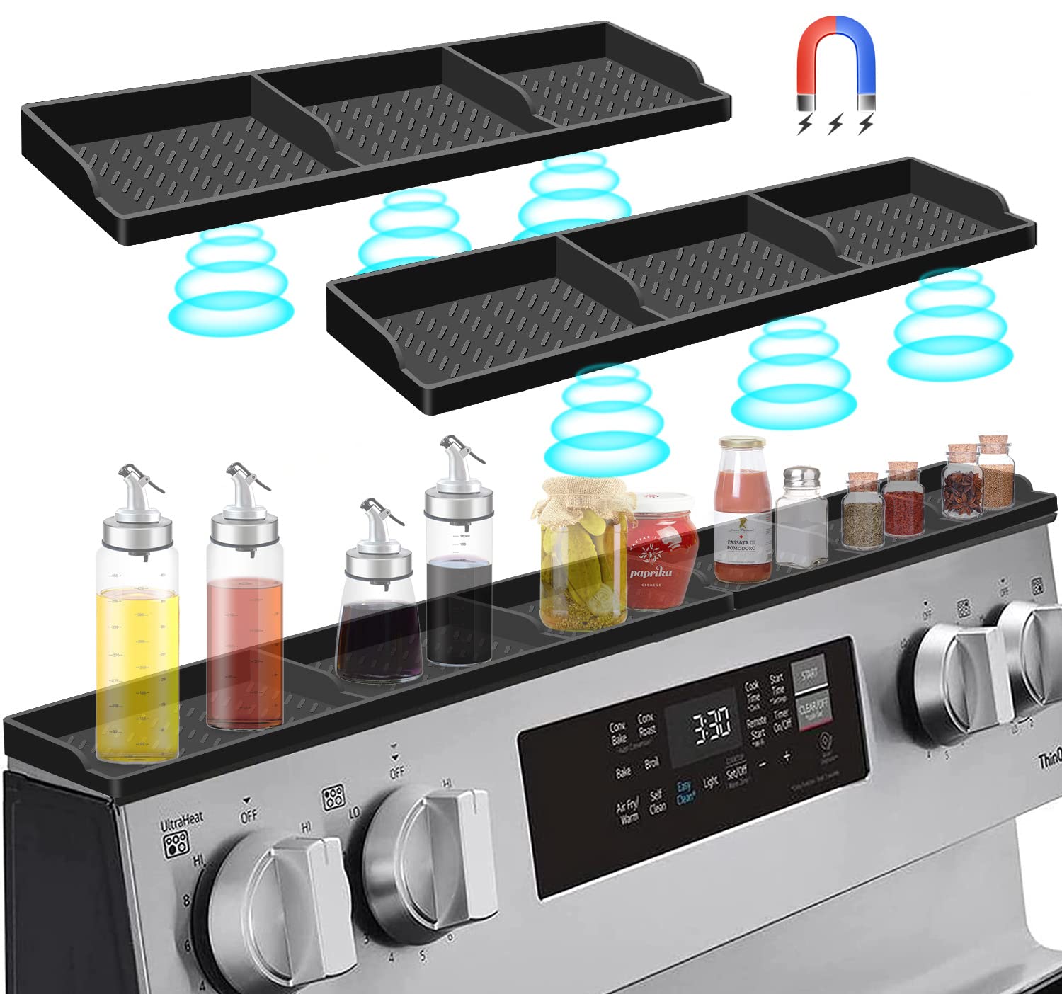 Silicone Magnetic Organizer Suctioned Stove Black